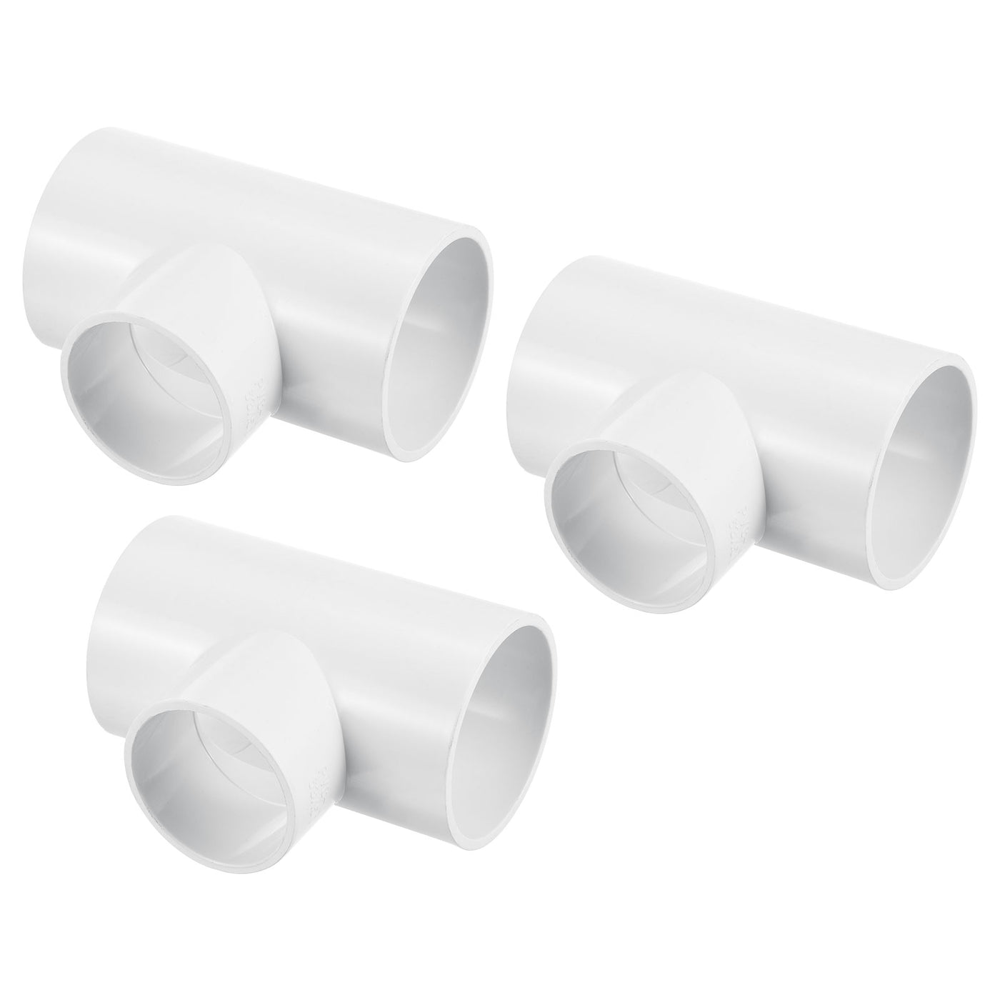 Harfington 2" x 1 1/2" 3 Way Tee Pipe Fittings UPVC, 3 Pack Joint Coupling Pipe, White