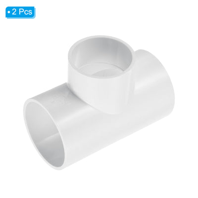 Harfington 2 1/2" x 2" 3 Way Tee Pipe Fittings UPVC, 2 Pack Joint Coupling Pipe, White