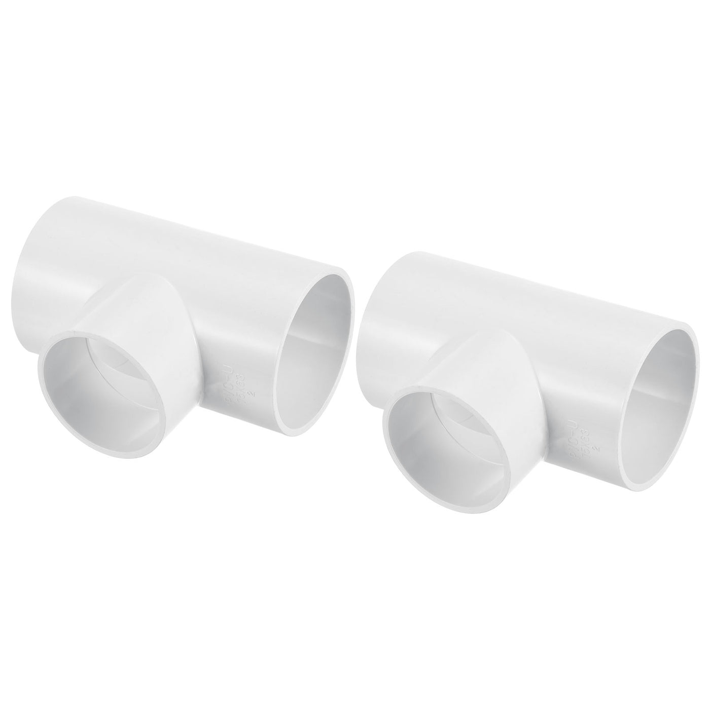 Harfington 2 1/2" x 2" 3 Way Tee Pipe Fittings UPVC, 2 Pack Joint Coupling Pipe, White