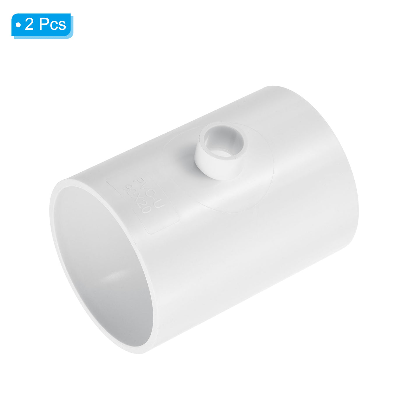 Harfington 3" x 1/2" 3 Way Tee Pipe Fittings UPVC, 2 Pack Joint Coupling Pipe, White
