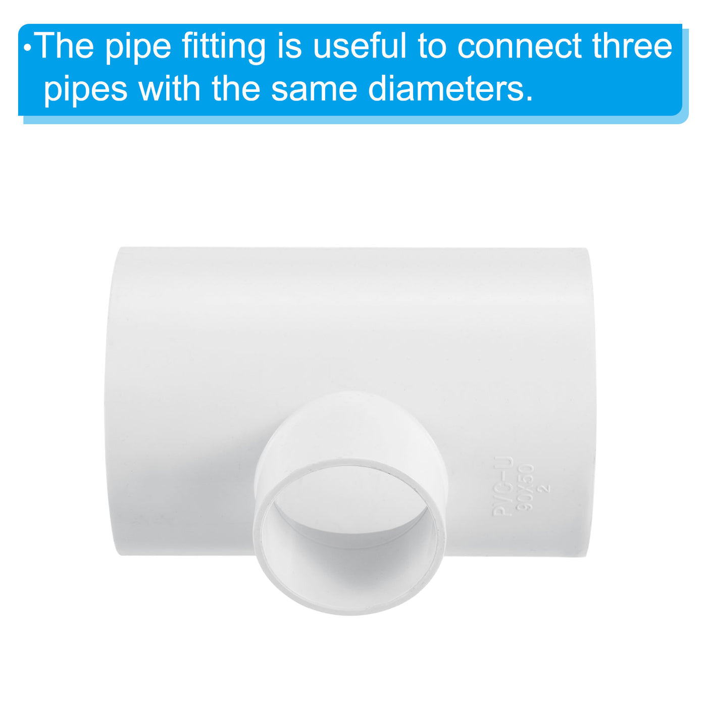 Harfington 3" x 1 1/2" 3 Way Tee Pipe Fittings UPVC, Joint Coupling Pipe Adapter, White