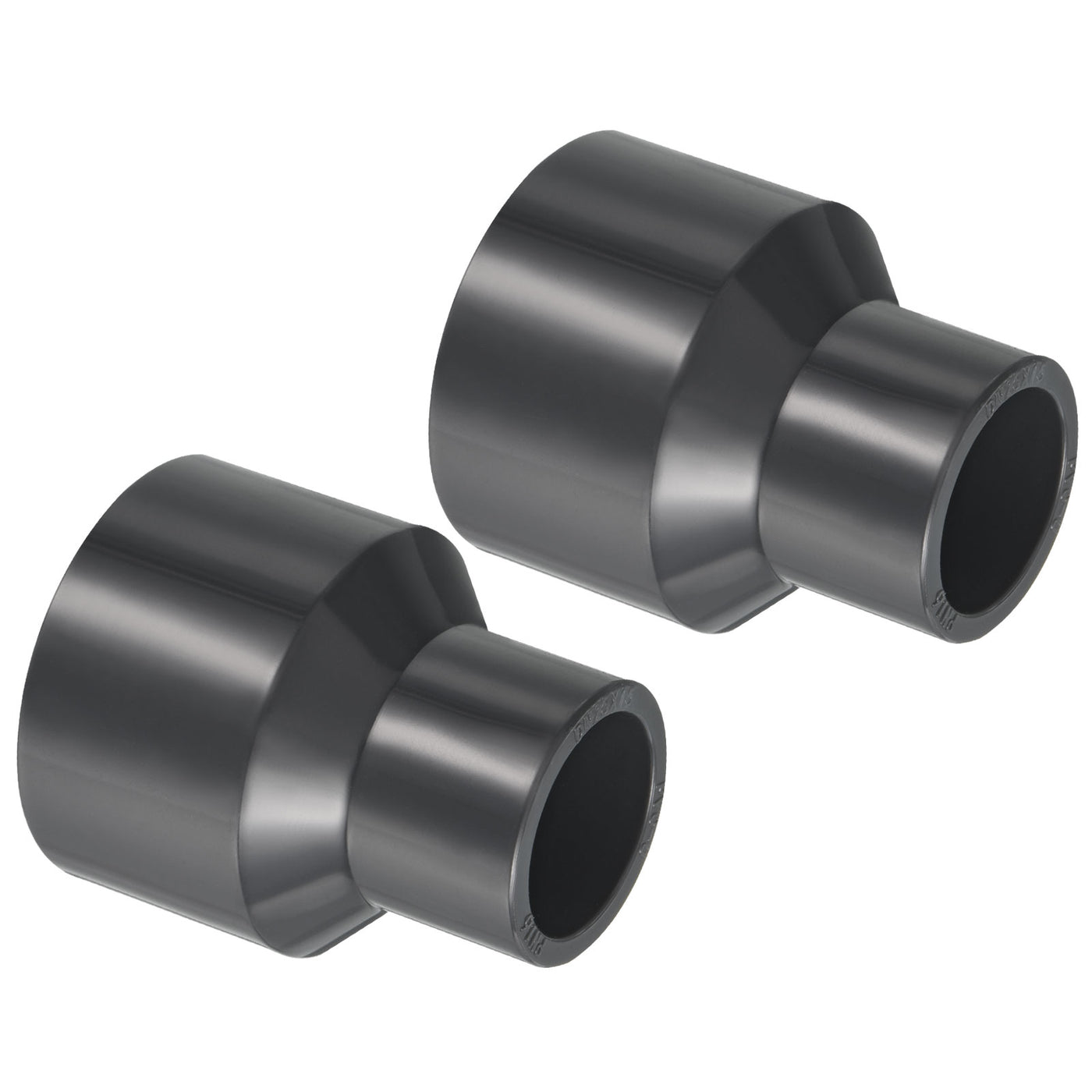 Harfington UPVC Reducer Pipe Fitting 1.3x0.8 Inch Socket, 2 Pack Straight Coupling Adapter Connector, Grey