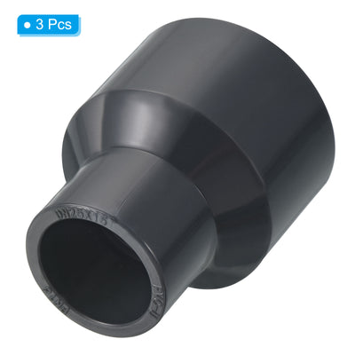 Harfington UPVC Reducer Pipe Fitting 1.3x0.8 Inch Socket, 3 Pack Straight Coupling Adapter Connector, Grey