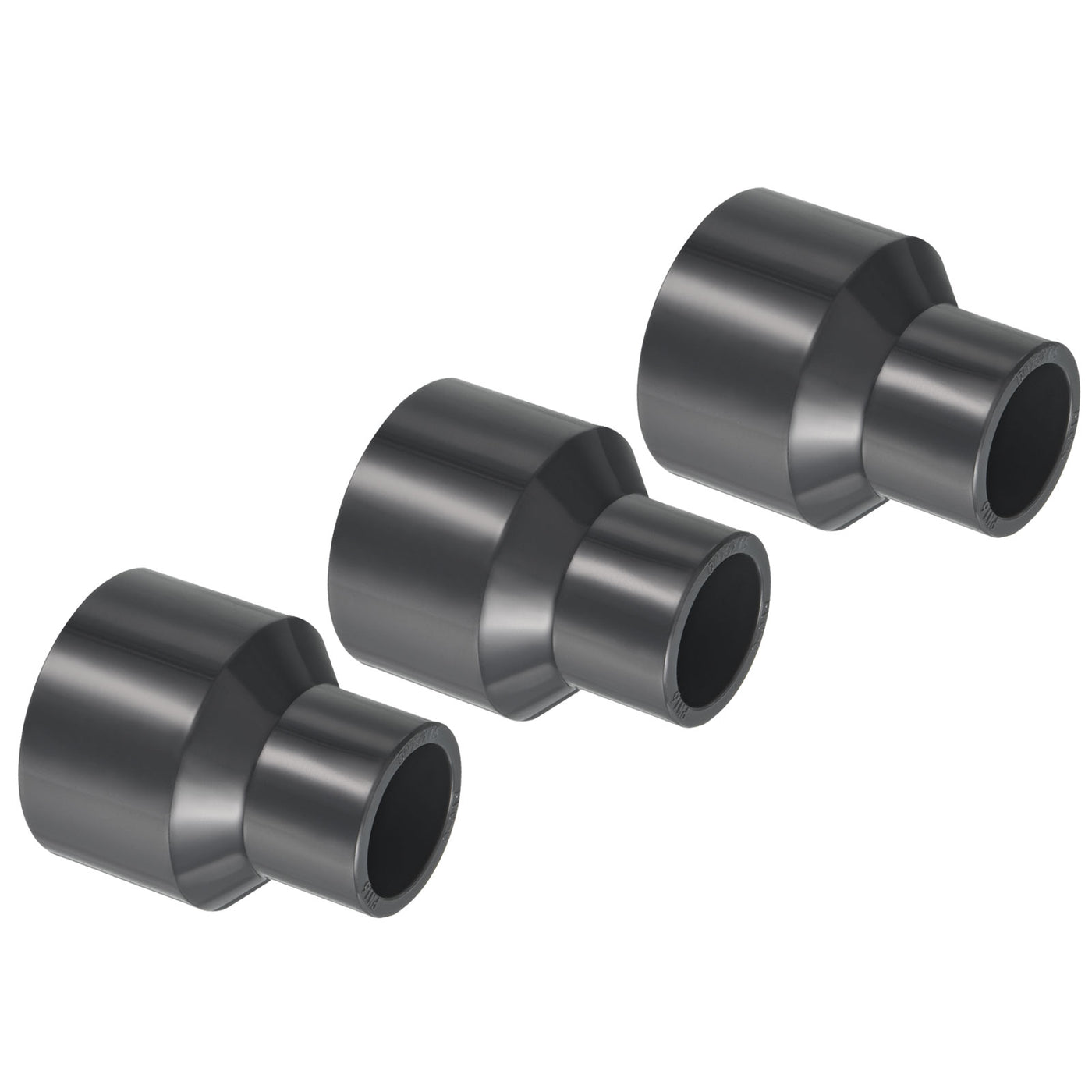 Harfington UPVC Reducer Pipe Fitting 1.3x0.8 Inch Socket, 3 Pack Straight Coupling Adapter Connector, Grey