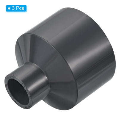 Harfington UPVC Reducer Pipe Fitting 2x0.8 Inch Socket, 3 Pack Straight Coupling Adapter Connector, Grey