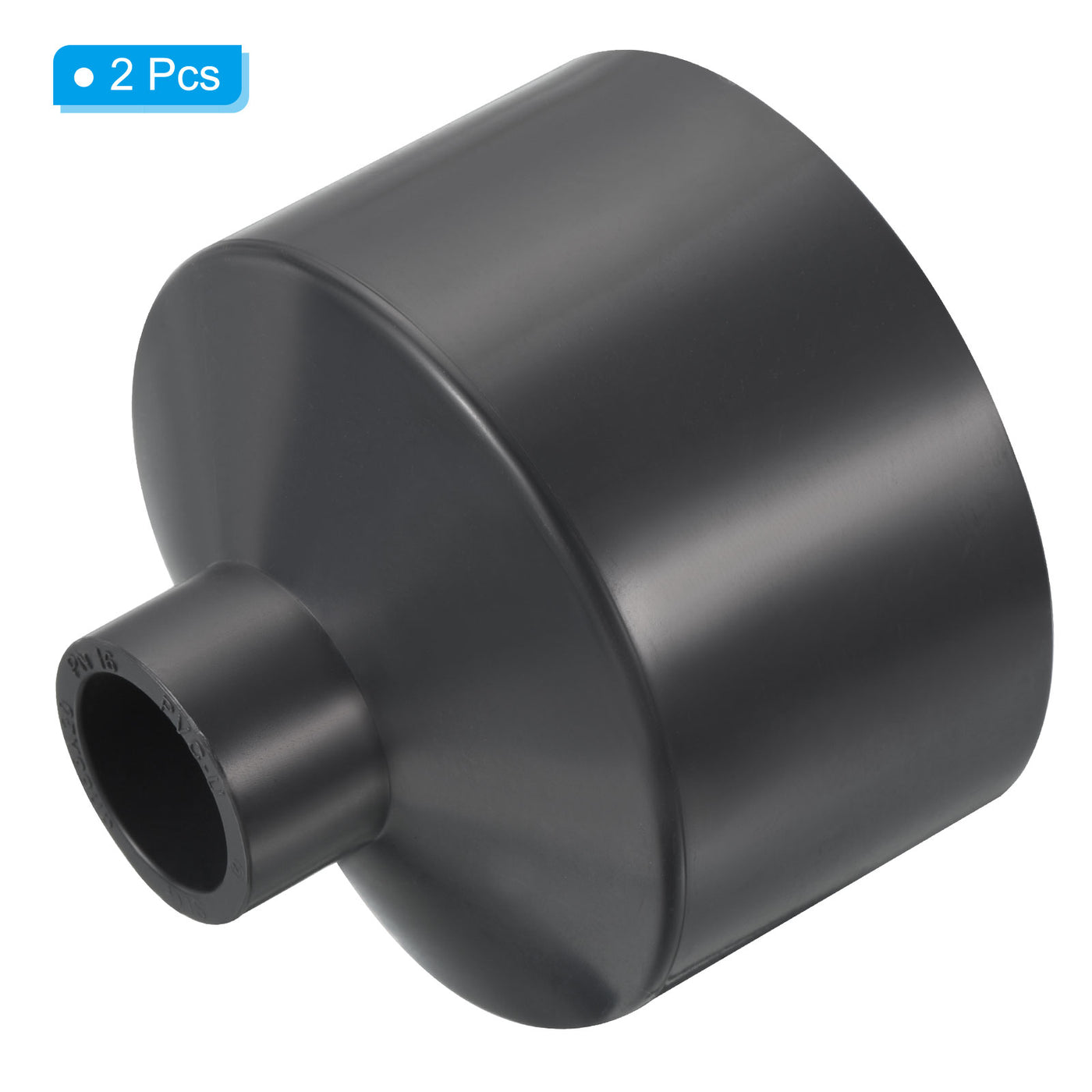 Harfington UPVC Reducer Pipe Fitting 2.5x0.8 Inch Socket, 2 Pack Straight Coupling Adapter Connector, Grey