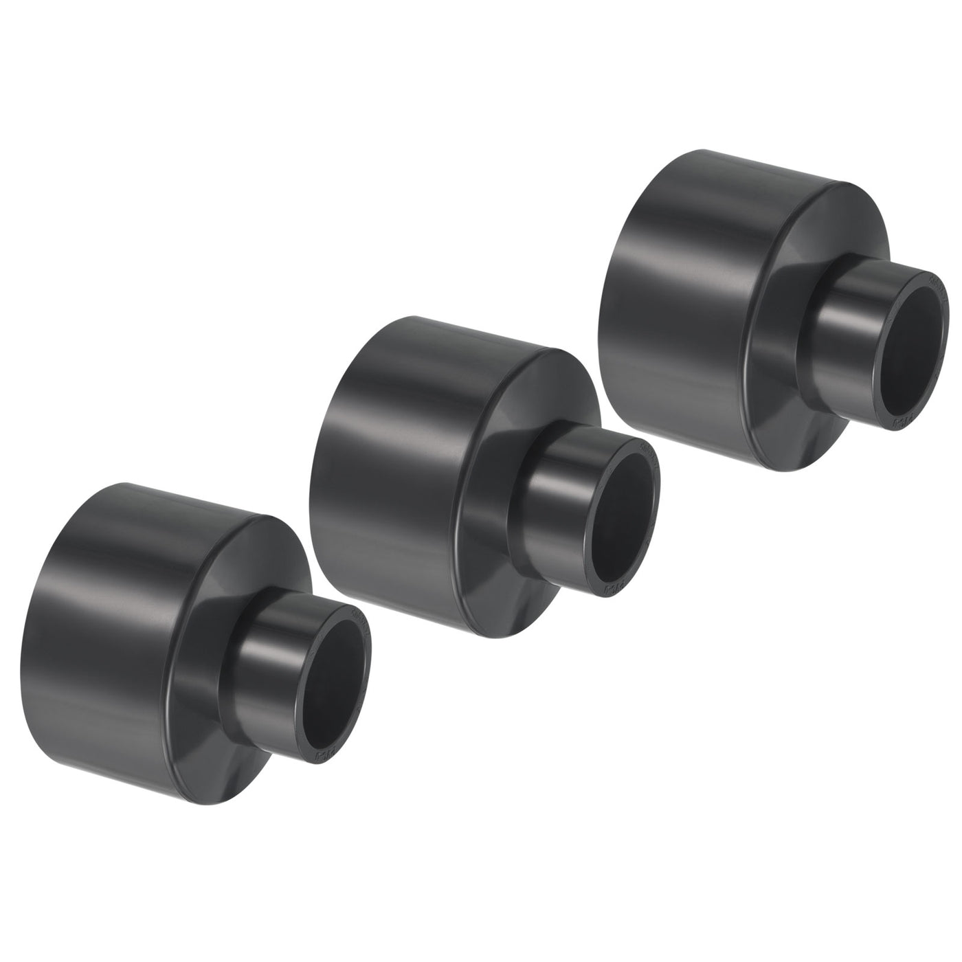 Harfington UPVC Reducer Pipe Fitting 2.5x1.3 Inch Socket, 3 Pack Straight Coupling Adapter Connector, Grey