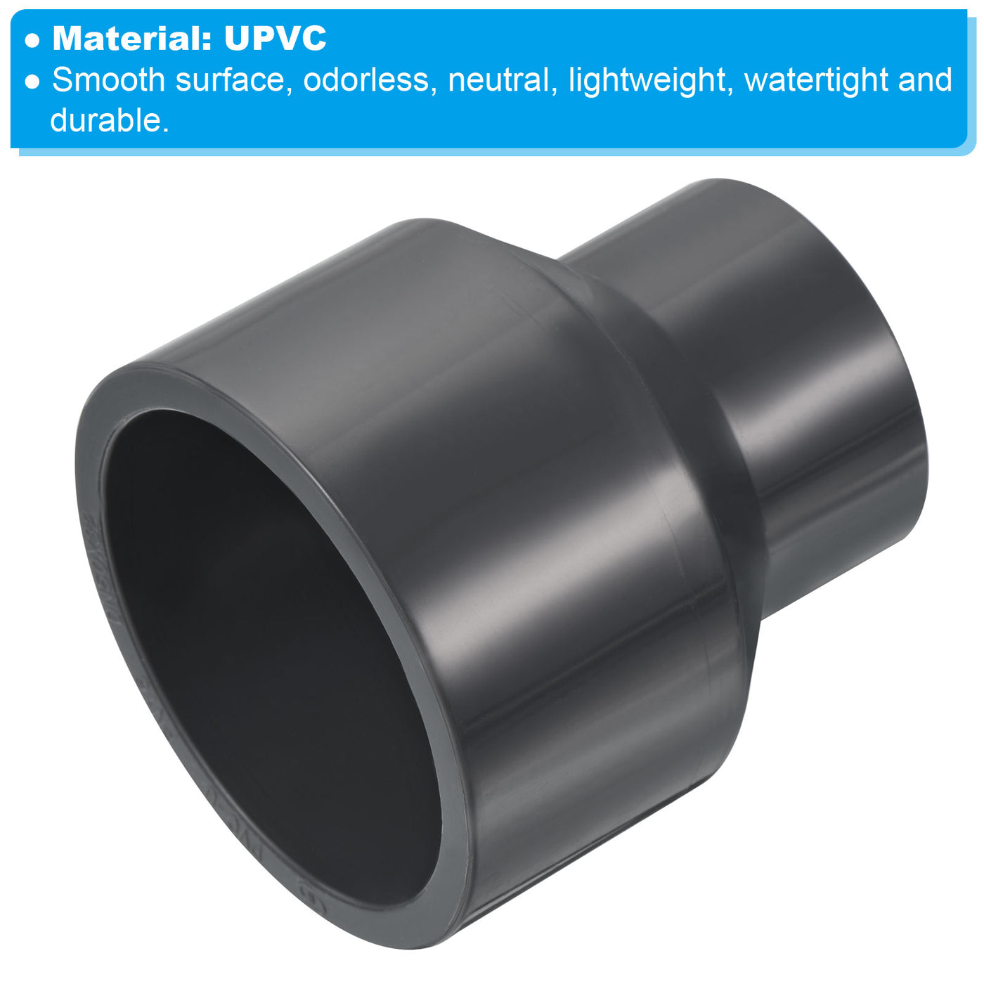 Harfington UPVC Reducer Pipe Fitting 2.5x1.6 Inch Socket, Straight Coupling Adapter Connector, Grey