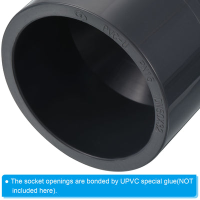 Harfington UPVC Reducer Pipe Fitting 2.5x1.6 Inch Socket, Straight Coupling Adapter Connector, Grey