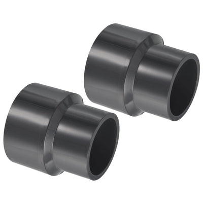 Harfington UPVC Reducer Pipe Fitting 2.5x2 Inch Socket, 2 Pack Straight Coupling Adapter Connector, Grey