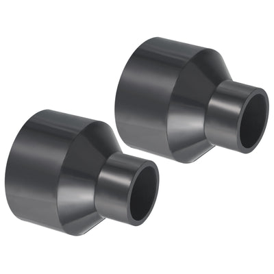Harfington UPVC Reducer Pipe Fitting 3x1.6 Inch Socket, 2 Pack Straight Coupling Adapter Connector, Grey