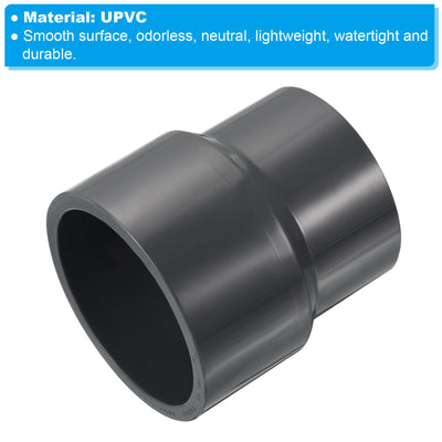 Harfington UPVC Reducer Pipe Fitting 3x2.5 Inch Socket, Straight Coupling Adapter Connector, Grey