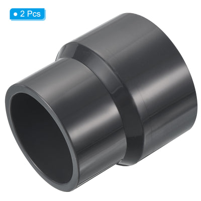 Harfington UPVC Reducer Pipe Fitting 3x2.5 Inch Socket, 2 Pack Straight Coupling Adapter Connector, Grey
