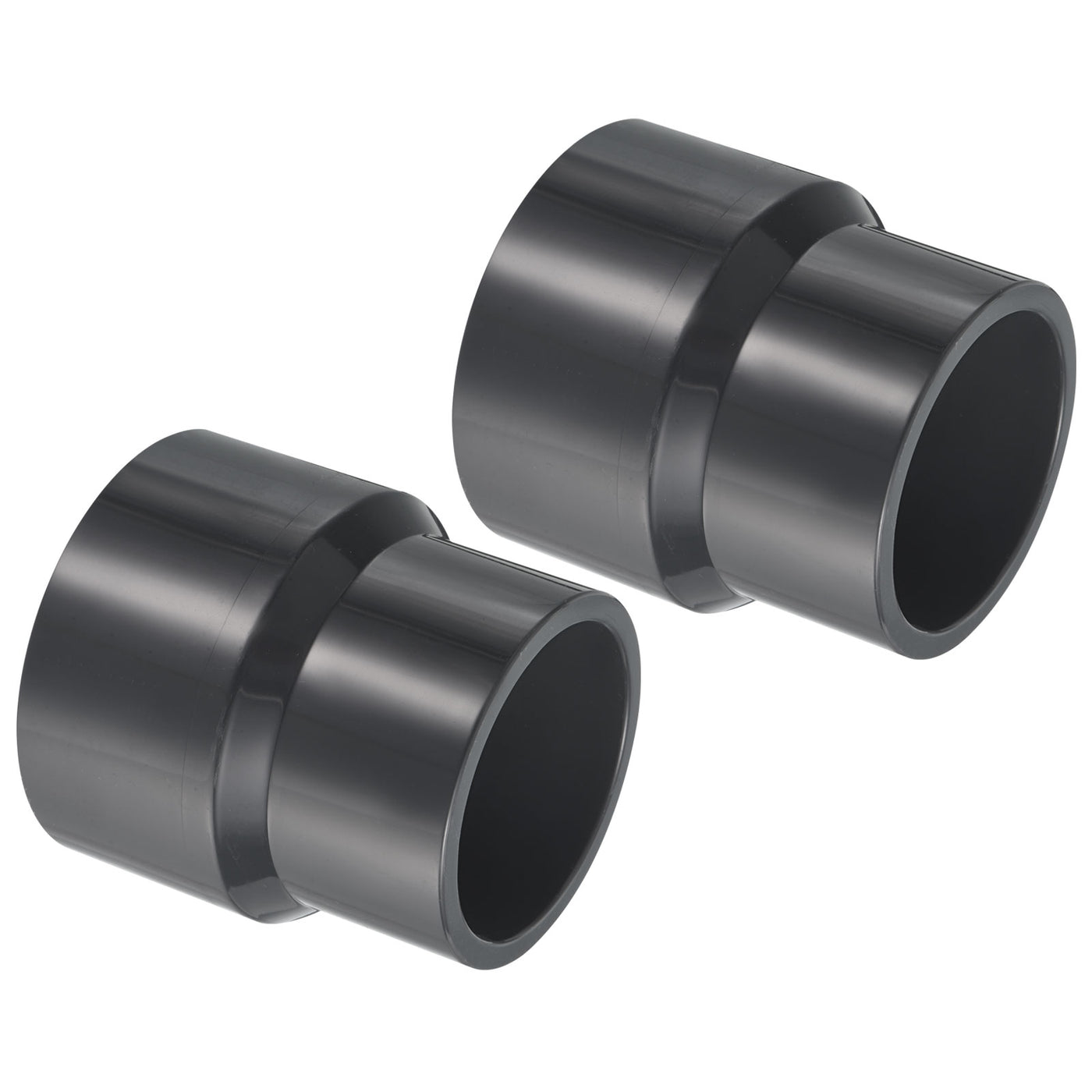 Harfington UPVC Reducer Pipe Fitting 3x2.5 Inch Socket, 2 Pack Straight Coupling Adapter Connector, Grey