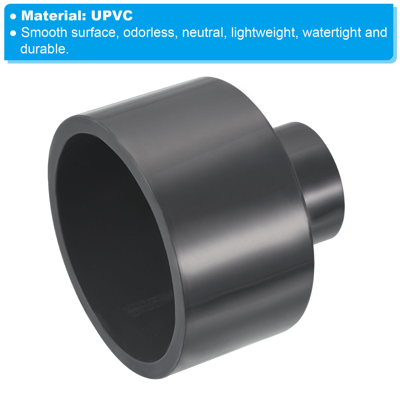 Harfington UPVC Reducer Pipe Fitting 3.5x1.6 Inch Socket, Straight Coupling Adapter Connector, Grey
