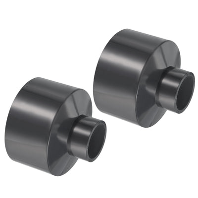 Harfington UPVC Reducer Pipe Fitting 3.5x1.6 Inch Socket, 2 Pack Straight Coupling Adapter Connector, Grey
