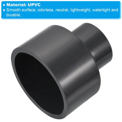 Harfington UPVC Reducer Pipe Fitting 3.5x2 Inch Socket, Straight Coupling Adapter Connector, Grey
