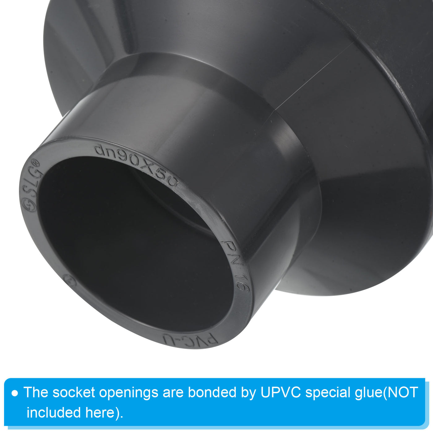Harfington UPVC Reducer Pipe Fitting 3.5x2 Inch Socket, Straight Coupling Adapter Connector, Grey