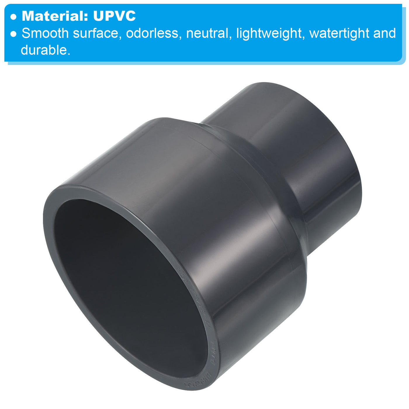 Harfington UPVC Reducer Pipe Fitting 3.5x2.5 Inch Socket, Straight Coupling Adapter Connector, Grey