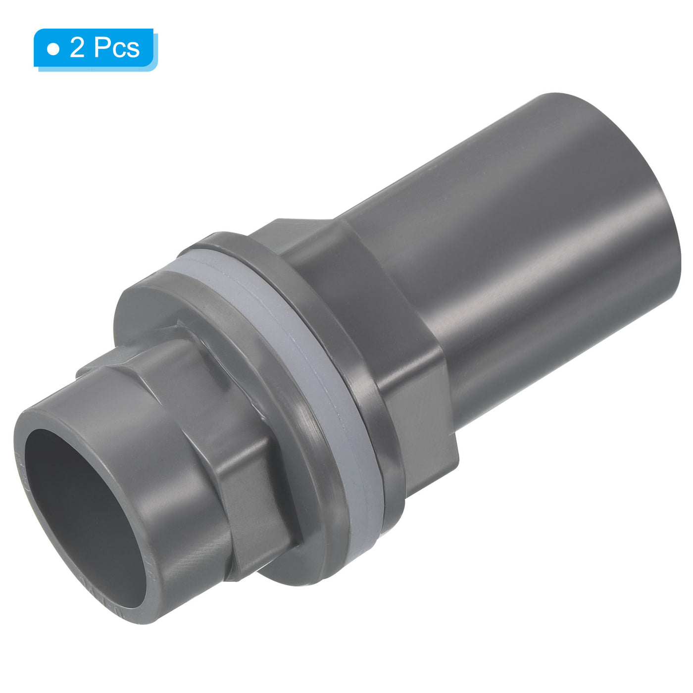 Harfington PVC Water Tank Pipe Fitting 1/2" ID DN15, 2 Pack Straight Tube Adapter Connector, Grey