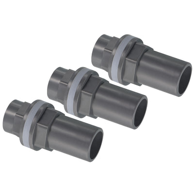 Harfington PVC Water Tank Pipe Fitting 1/2" ID DN15, 3 Pack Straight Tube Adapter Connector, Grey
