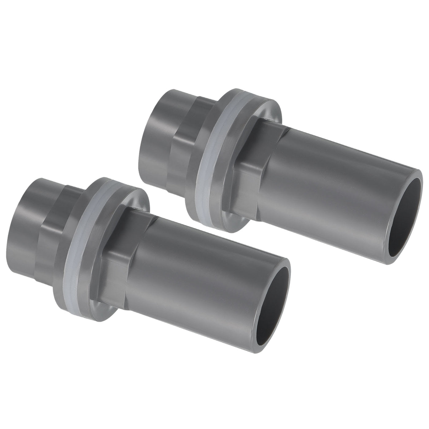 Harfington PVC Water Tank Pipe Fitting 3/4" ID DN20, 2 Pack Straight Tube Adapter Connector, Grey