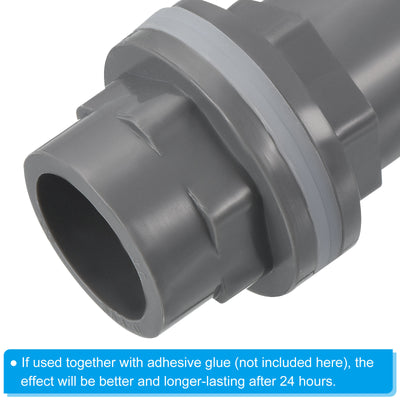 Harfington PVC Water Tank Pipe Fitting 3/4" ID DN20, 3 Pack Straight Tube Adapter Connector, Grey