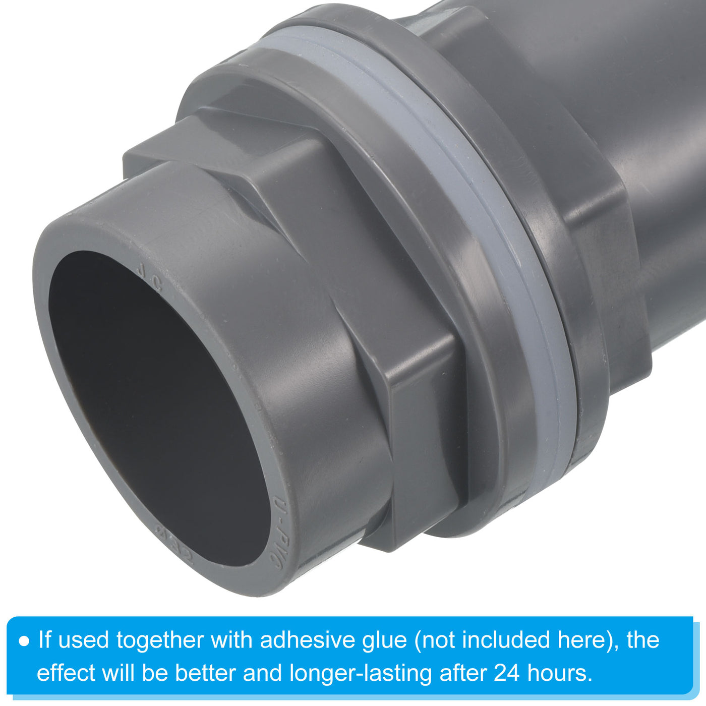 Harfington PVC Water Tank Pipe Fitting 1" ID DN25, Straight Tube Adapter Connector, Grey