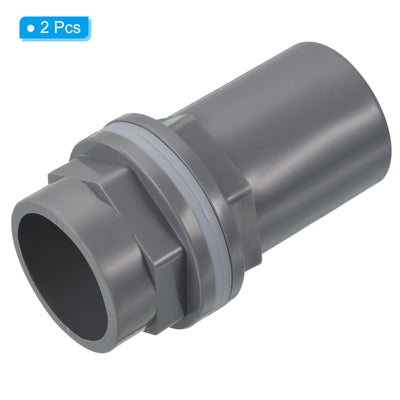 Harfington PVC Water Tank Pipe Fitting 1" ID DN25, 2 Pack Straight Tube Adapter Connector, Grey