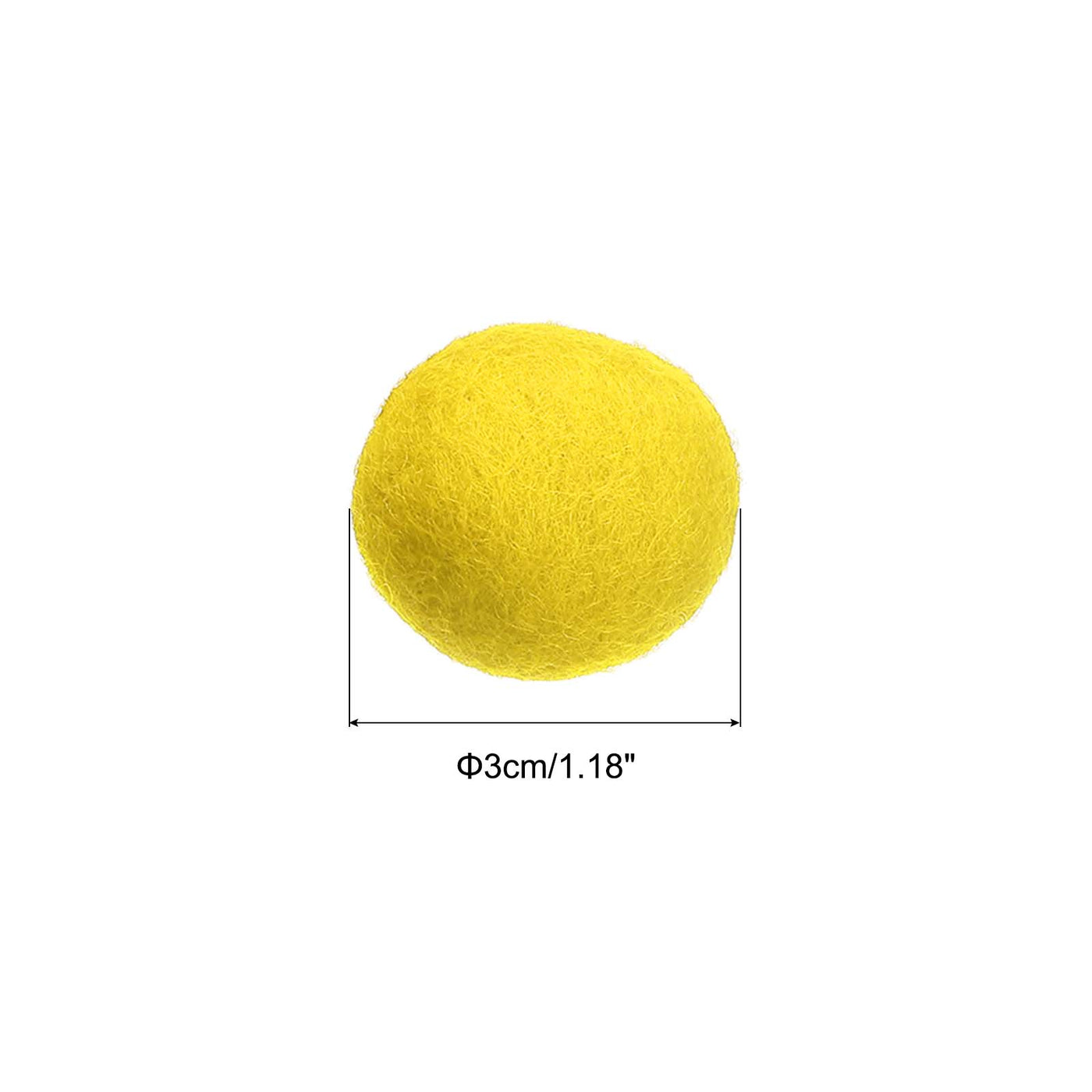 Harfington Wool Felt Balls Beads Woolen Fabric 3cm 30mm Yellow for Home Crafts 5Pcs
