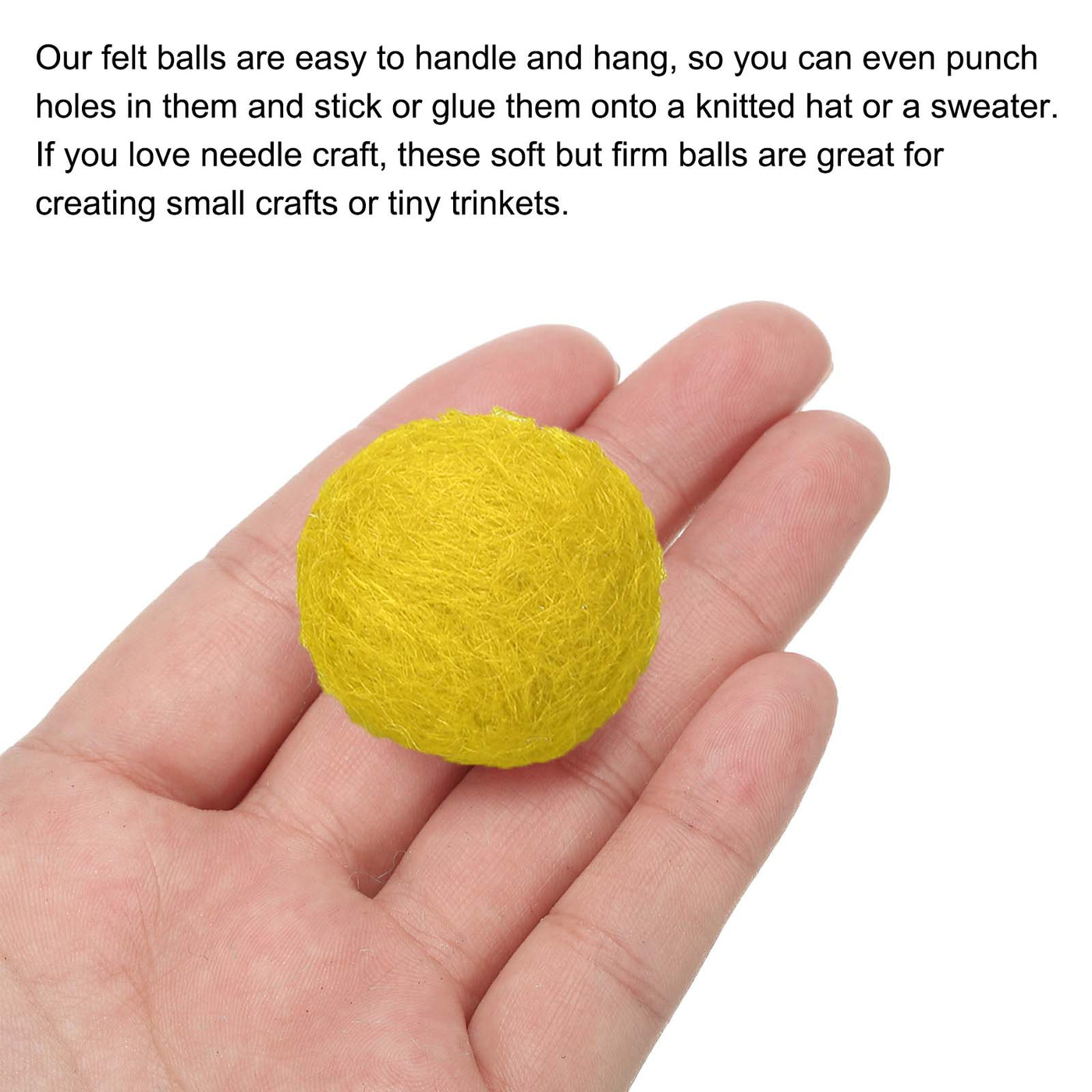 Harfington Wool Felt Balls Beads Woolen Fabric 3cm 30mm Yellow for Home Crafts 5Pcs