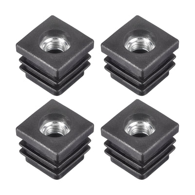uxcell Uxcell 4Pcs 0.79"x0.79" Caster Insert with Thread, Square M8 Thread for Furniture