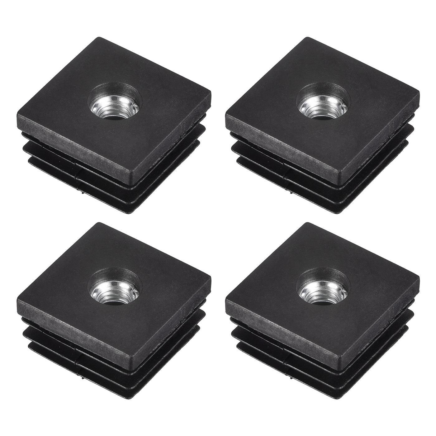 uxcell Uxcell 4Pcs 1.18"x1.18" Caster Insert with Thread, Square M8 Thread for Furniture