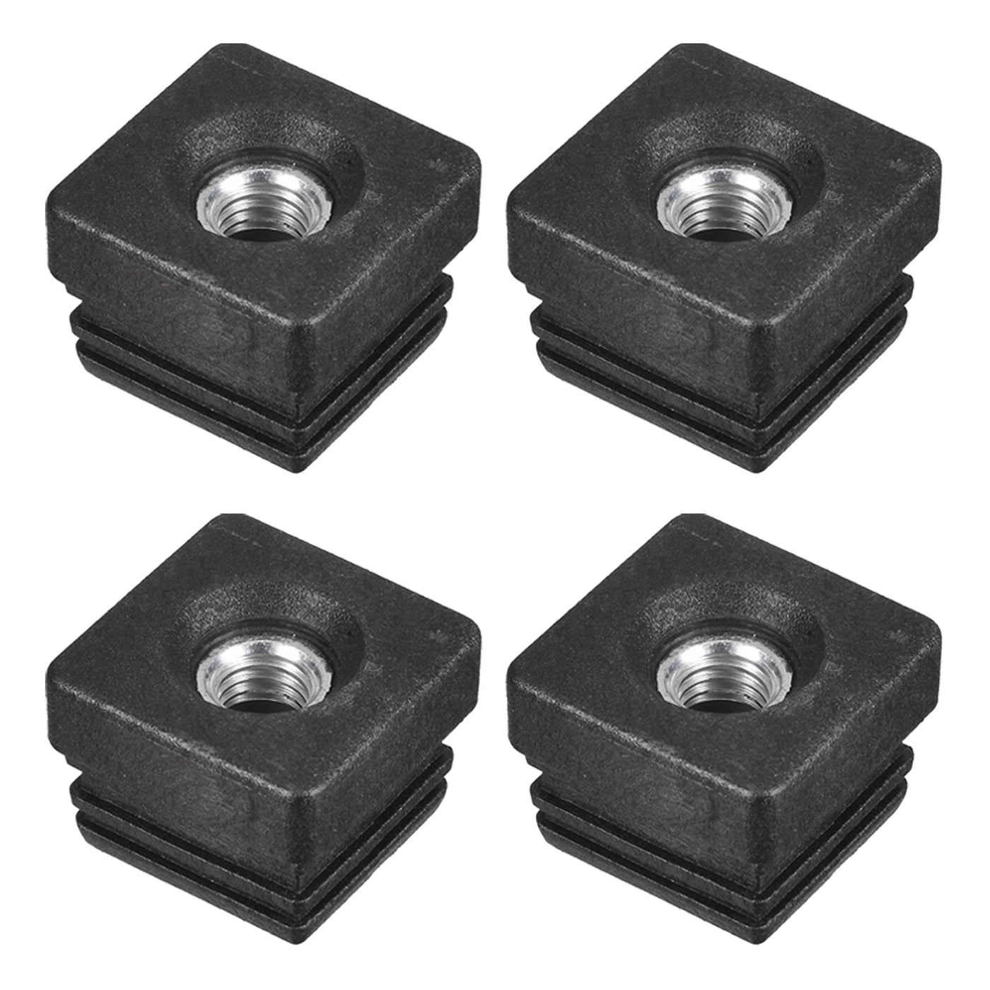 uxcell Uxcell 4Pcs 1.26"x1.26" Caster Insert with Thread, Square M10 Thread for Furniture
