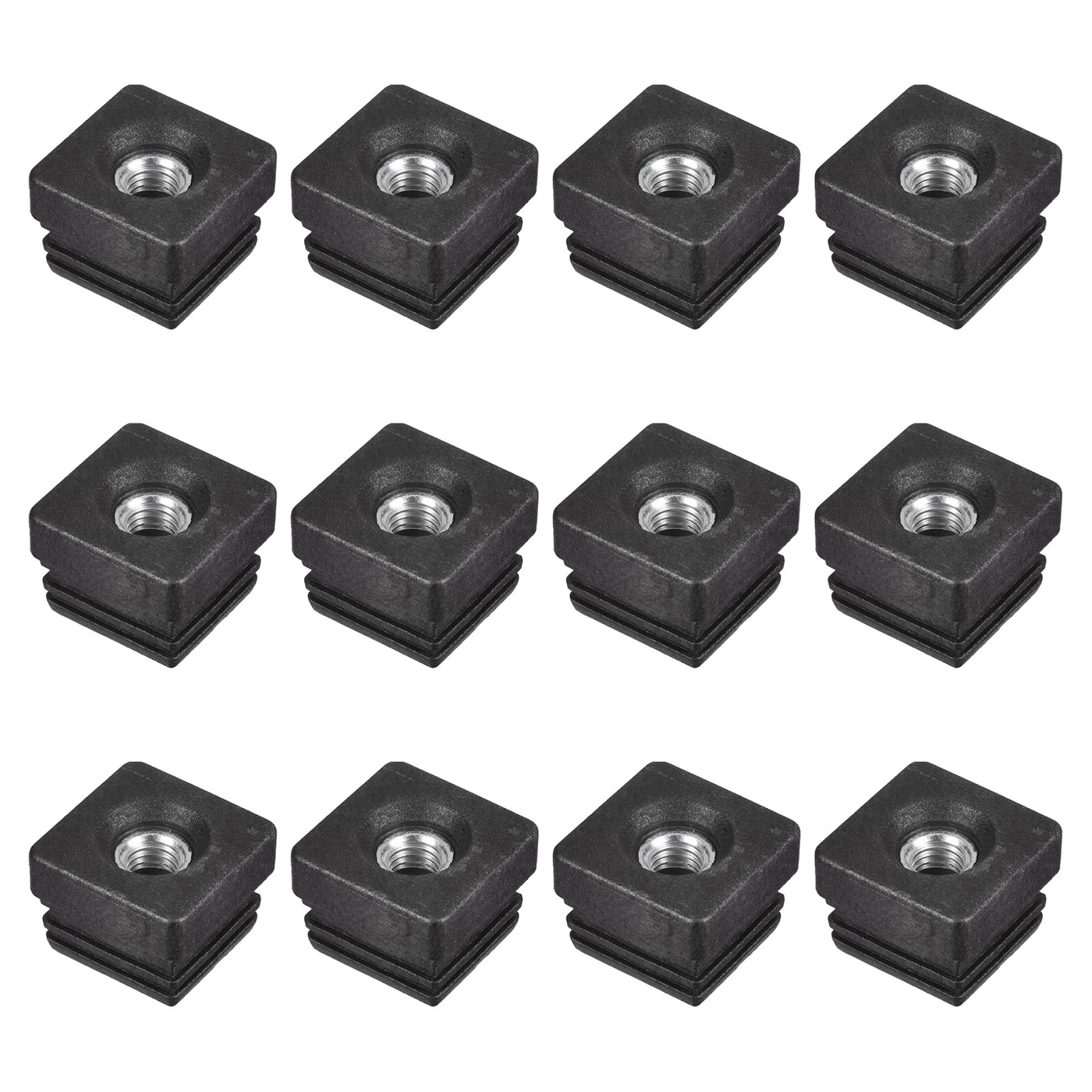 uxcell Uxcell 12Pcs 1.26"x1.26" Caster Insert with Thread, Square M10 Thread for Furniture