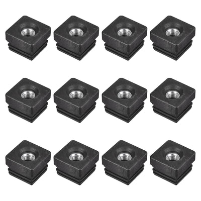 Harfington Uxcell 12Pcs 1.26"x1.26" Caster Insert with Thread, Square M10 Thread for Furniture