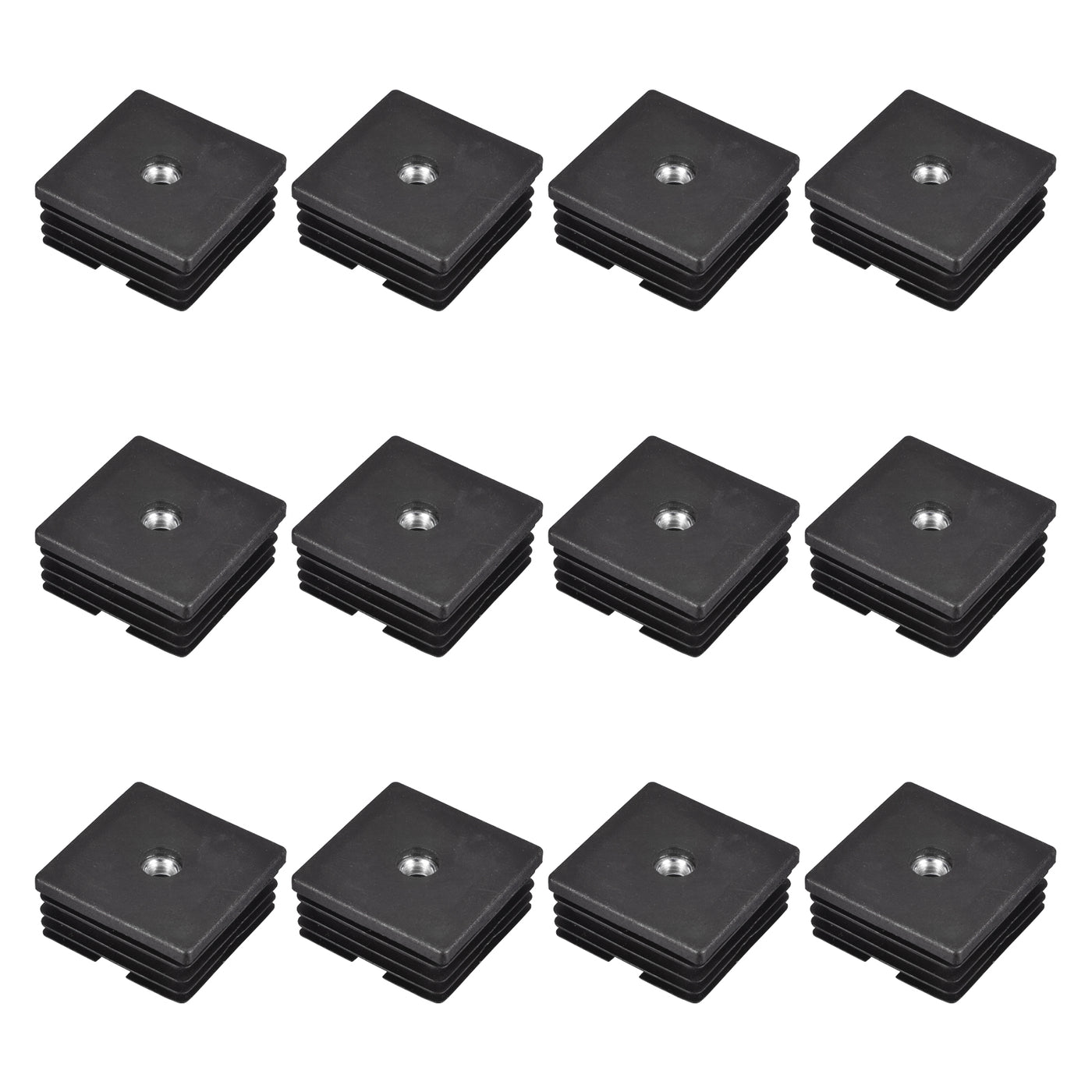 uxcell Uxcell 12Pcs 1.97"x1.97" Caster Insert with Thread, Square M8 Thread for Furniture