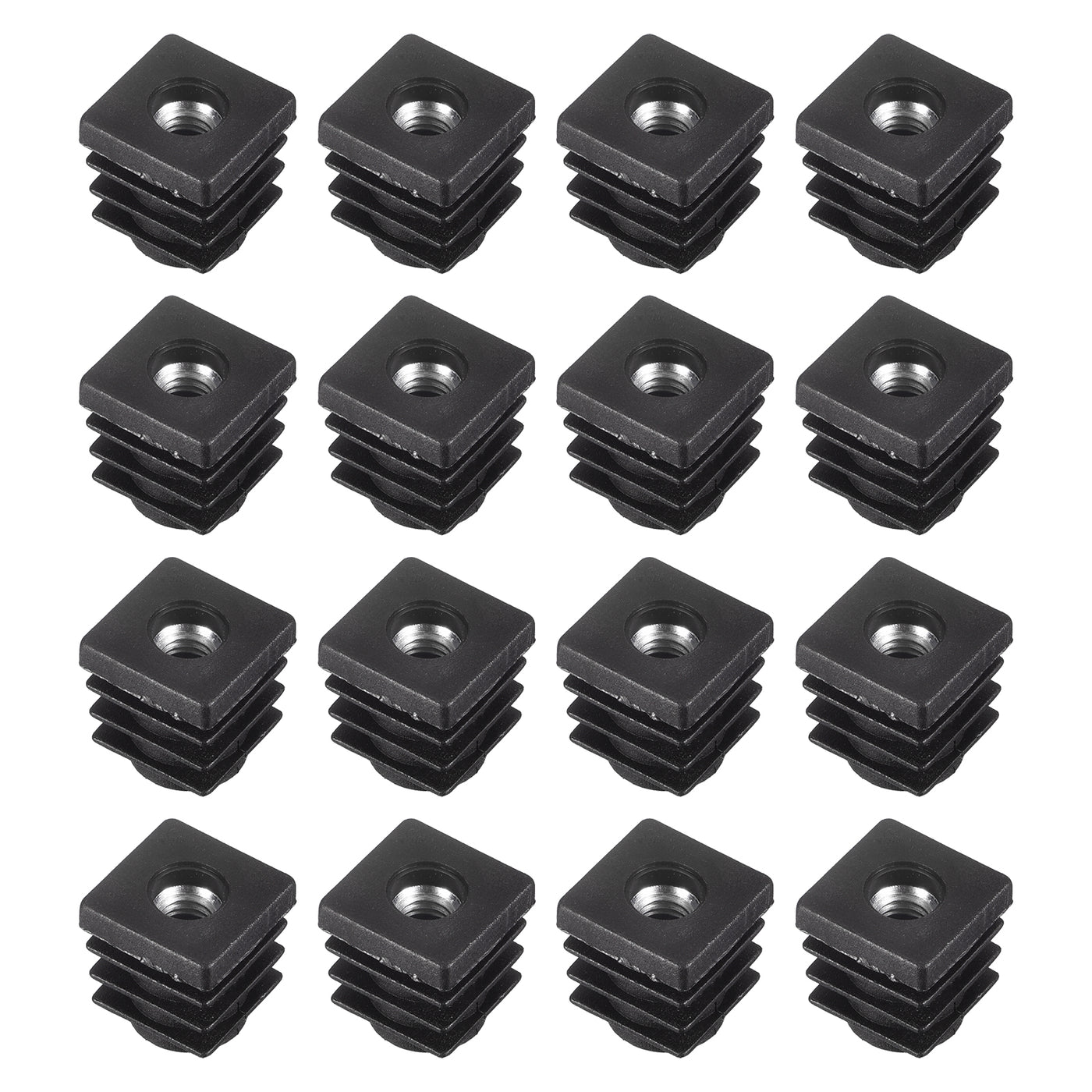 uxcell Uxcell 16Pcs 0.59"x0.59" Caster Insert with Thread, Square M6 Thread for Furniture