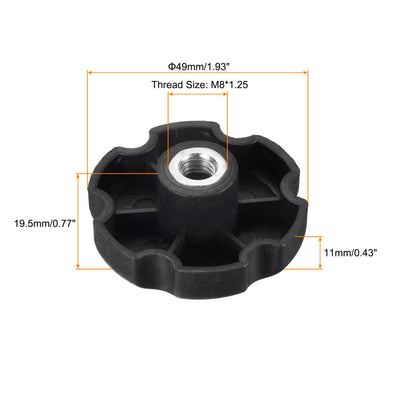 Harfington Uxcell 8Pcs Female Knob Screws, M8 x 49mm Black Star Knob Clamp Nut  for Machinery