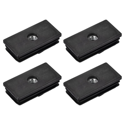 Harfington Uxcell 4Pcs 2.36"x1.18" Caster Insert with Thread, Rectangle M8 Thread for Furniture
