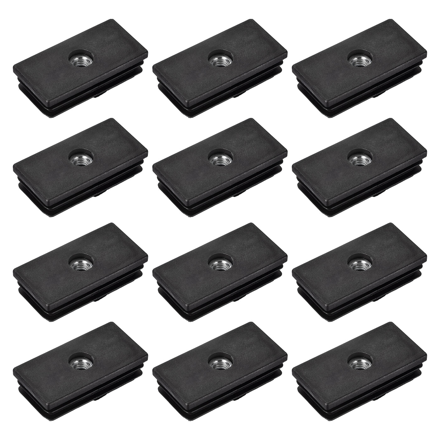 uxcell Uxcell 12Pcs 2.36"x1.18" Caster Insert with Thread, Rectangle M8 Thread for Furniture
