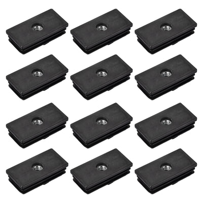 Harfington Uxcell 12Pcs 2.36"x1.18" Caster Insert with Thread, Rectangle M8 Thread for Furniture
