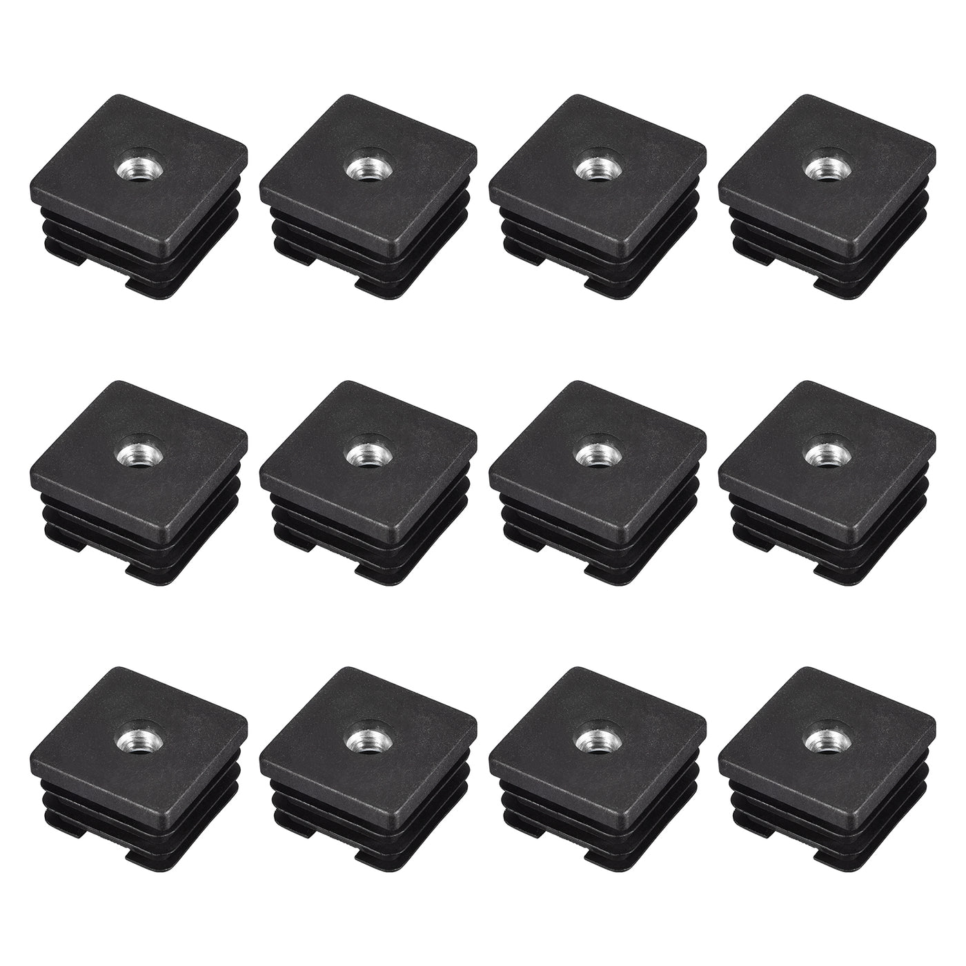 uxcell Uxcell 12Pcs 1.38"x1.38" Caster Insert with Thread, Square M8 Thread for Furniture