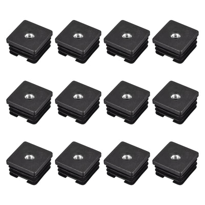 Harfington Uxcell 12Pcs 1.38"x1.38" Caster Insert with Thread, Square M8 Thread for Furniture