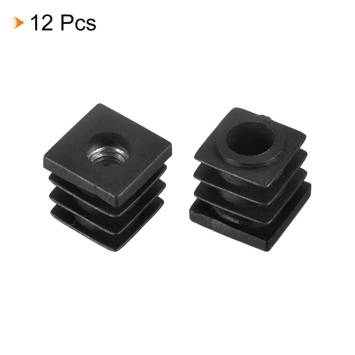 uxcell Uxcell 12Pcs 0.63"x0.63" Caster Insert with Thread, Square M6 Thread for Furniture