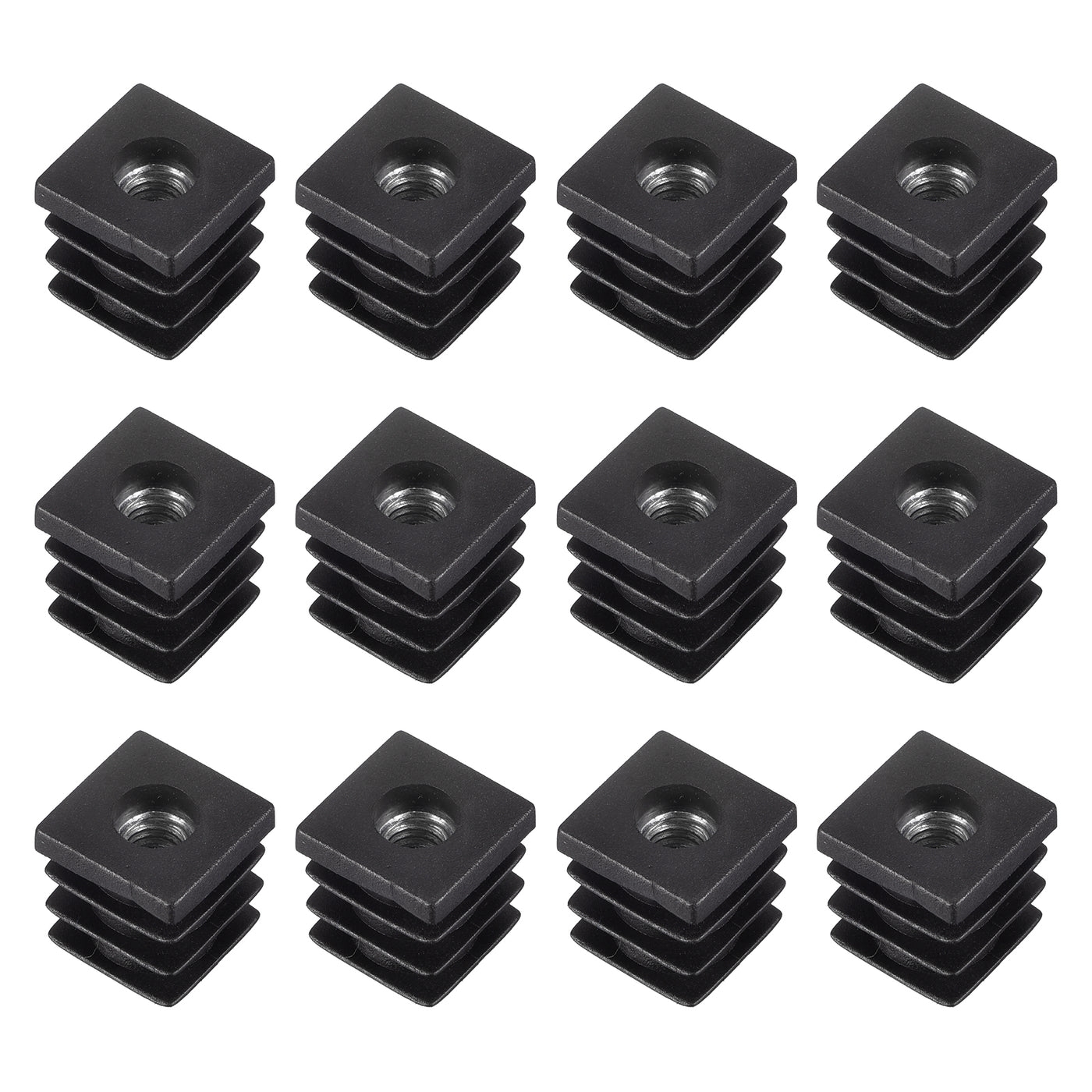 uxcell Uxcell 12Pcs 0.63"x0.63" Caster Insert with Thread, Square M6 Thread for Furniture