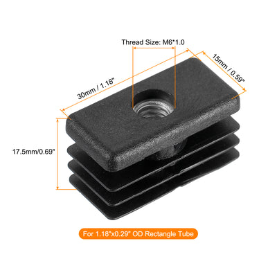 Harfington Uxcell 8Pcs 1.18"x0.59" Caster Insert with Thread, Rectangle M6 Thread for Furniture