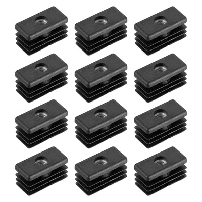 Harfington Uxcell 12Pcs 1.18"x0.59" Caster Insert with Thread, Rectangle M6 Thread for Furniture