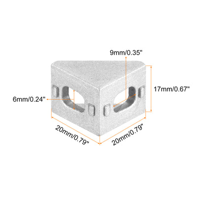 Harfington Uxcell 8Pcs Inside Corner Bracket Gusset, 20x20x17mm 2020 Angle Connectors for 2020 Series Aluminum Extrusion Profile Silver
