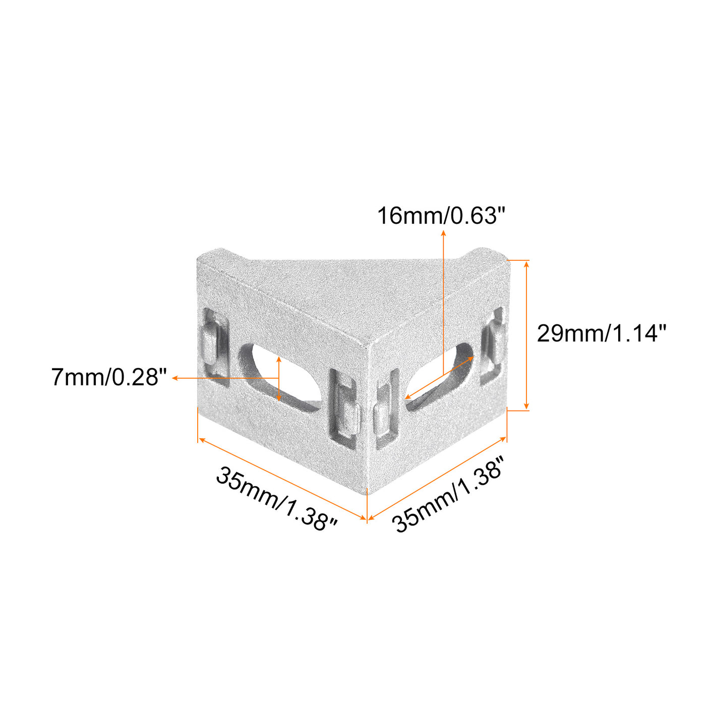 uxcell Uxcell 8Pcs Inside Corner Bracket Gusset, 35x35x29mm 3030 Angle Connectors for 3030/3060 Series Aluminum Extrusion Profile Silver